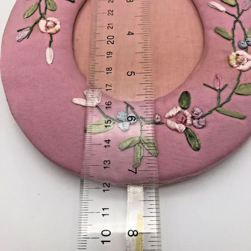 VINTAGE Floral Fabric Picture Frame Set of 2 Oval Cottagecore Grannycore